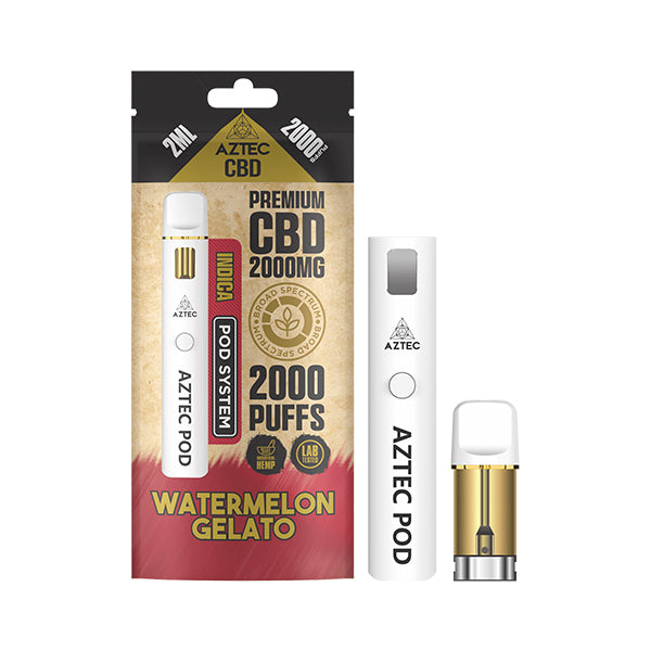 CBD Vape Pod Kit | Watermelon Gelato | Indica | Aztec 2000mg | Starter Kit