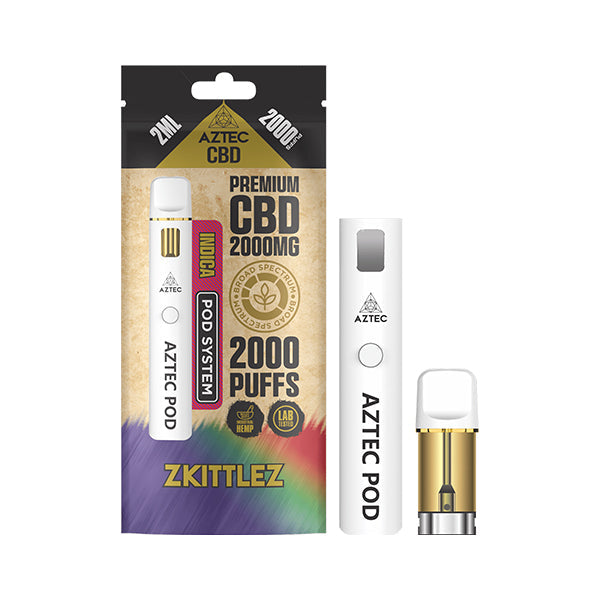 CBD Vape Pod Kit | Zkittlez | Indica | Aztec 2000mg | Starter Kit