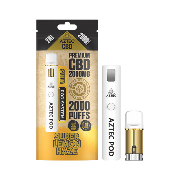 CBD Vape Pod Kit | Super Lemon Haze | Sativa | Aztec 2000mg | Starter Kit