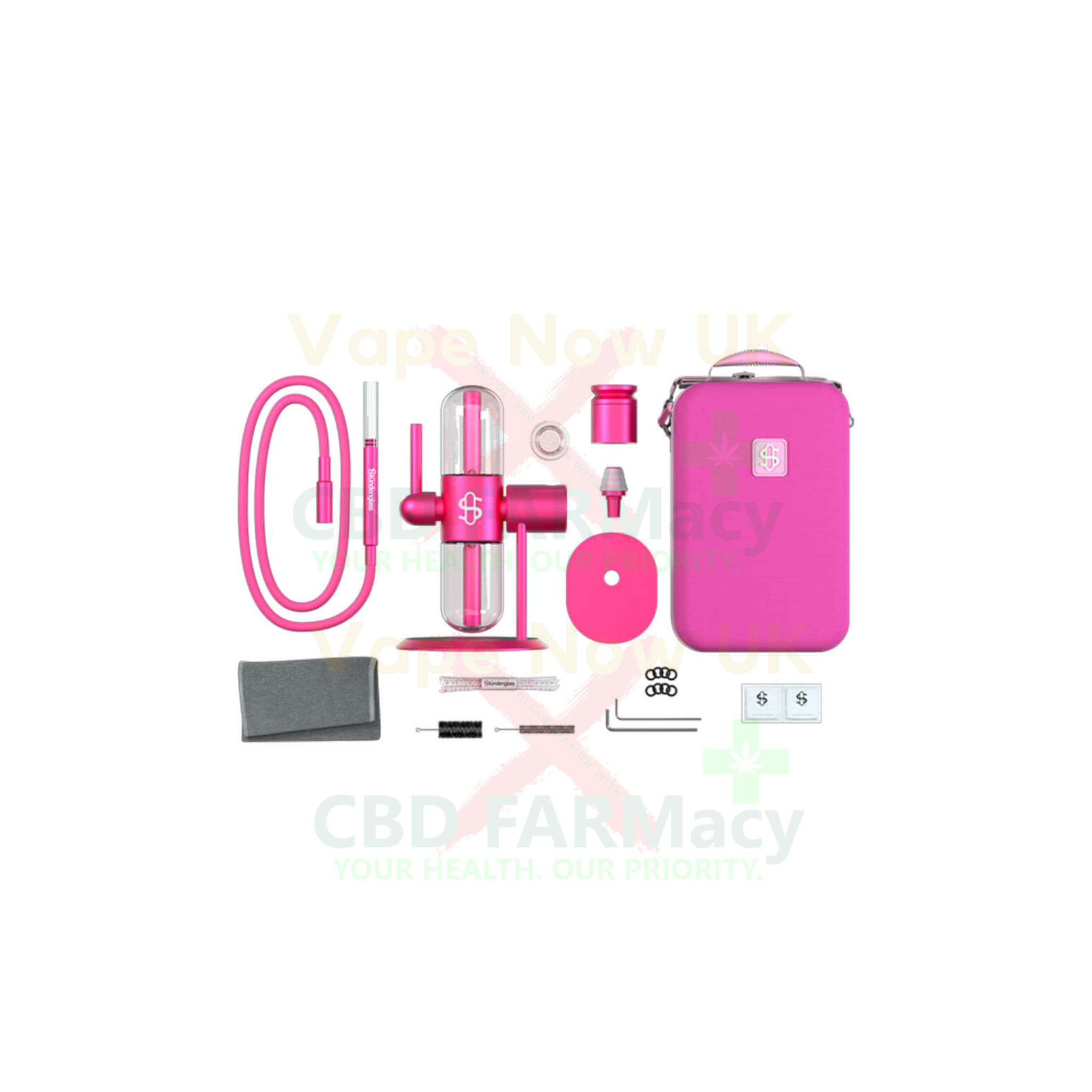 Pink Stündenglass compact gravity bong with borosilicate globes