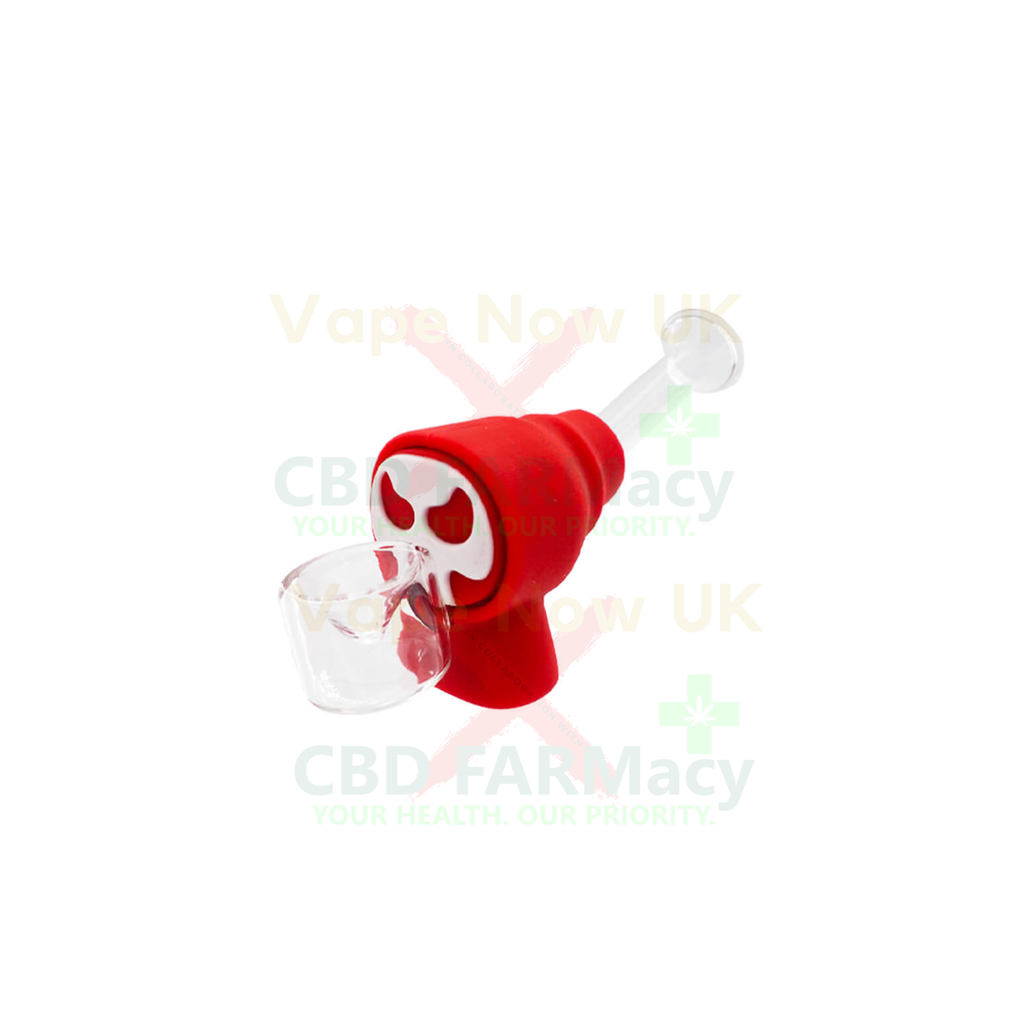 Glass & Silicone Pipe | Skull design | Red