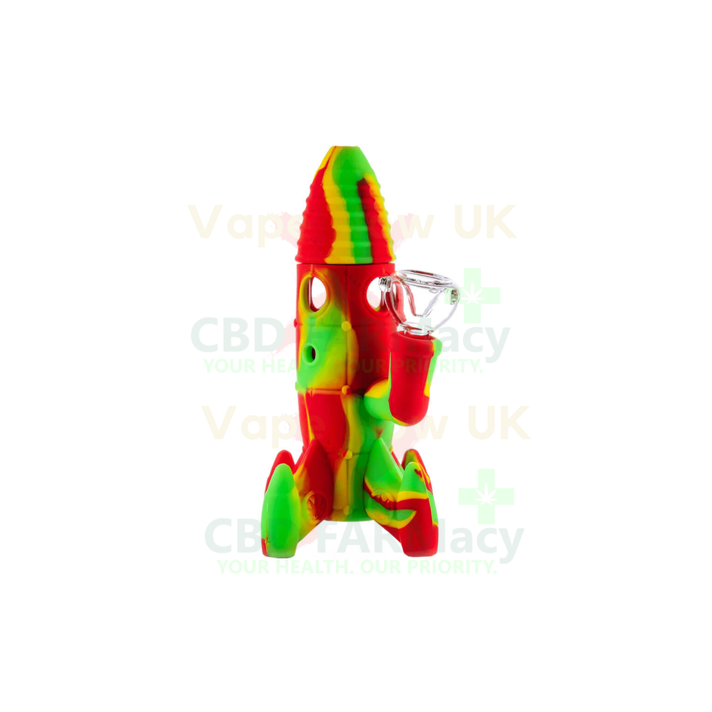 Silicone Rocket Bong Rasta 20 cm with LED light-up base assembled