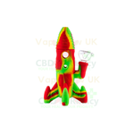 Close-up of Rasta silicone rocket bong snap-together sections