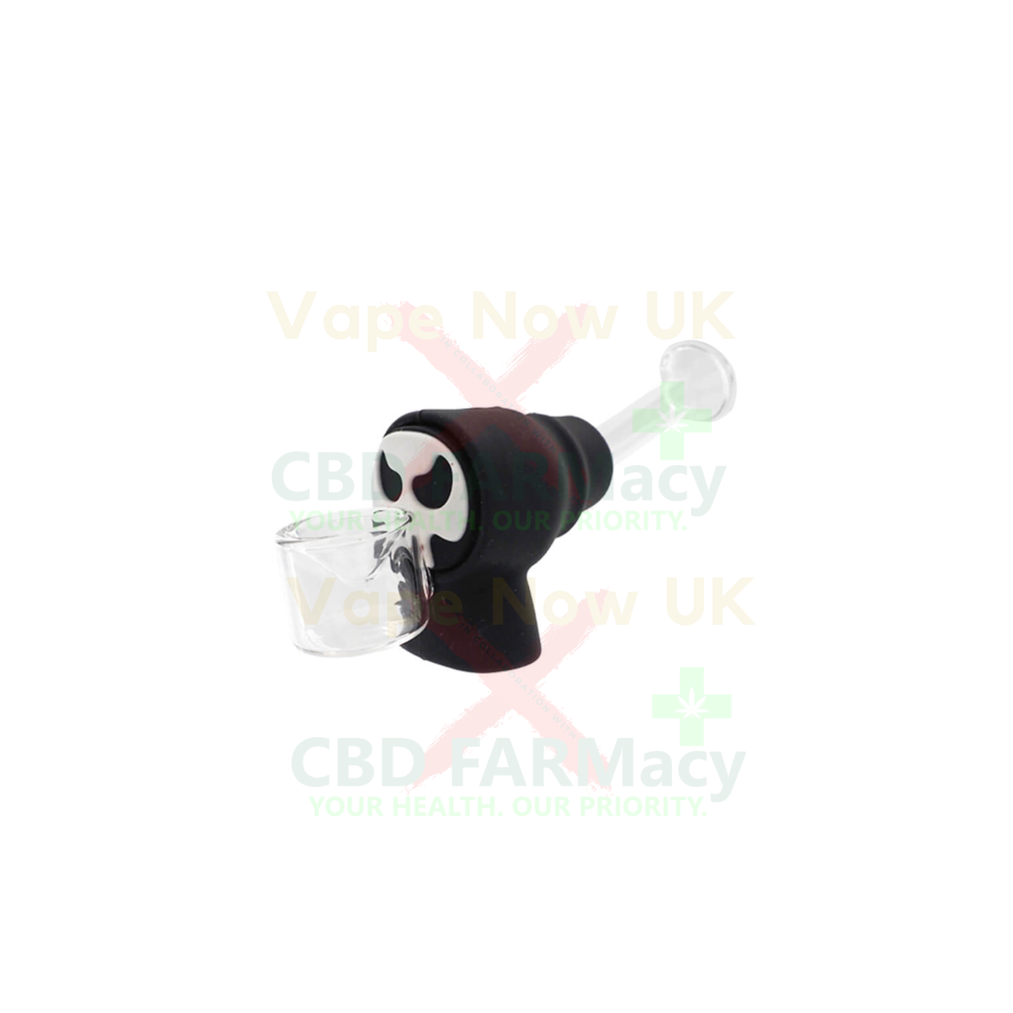 Glass & Silicone Pipe | Skull design | Black