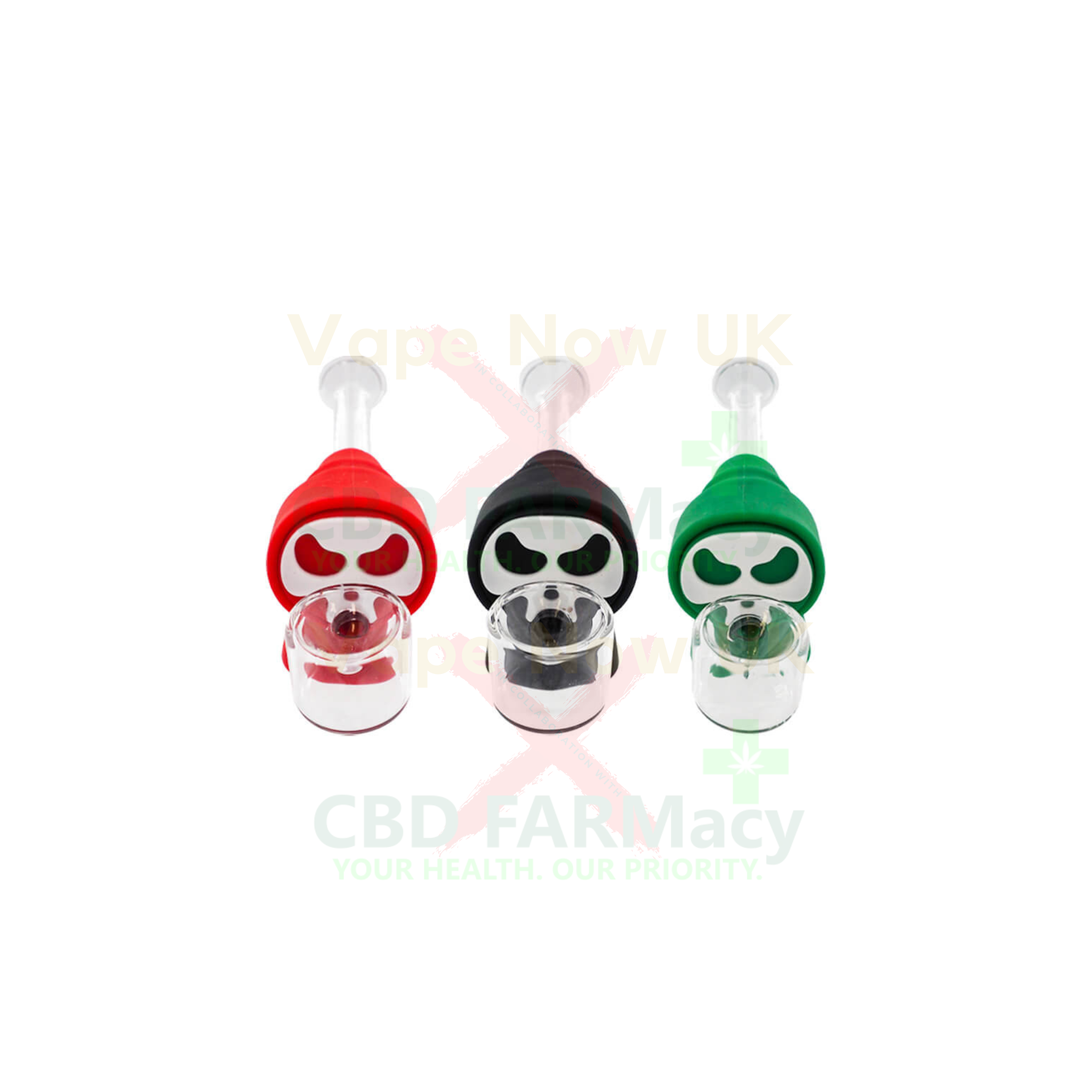 Glass & Silicone Pipe | Skull design | Black