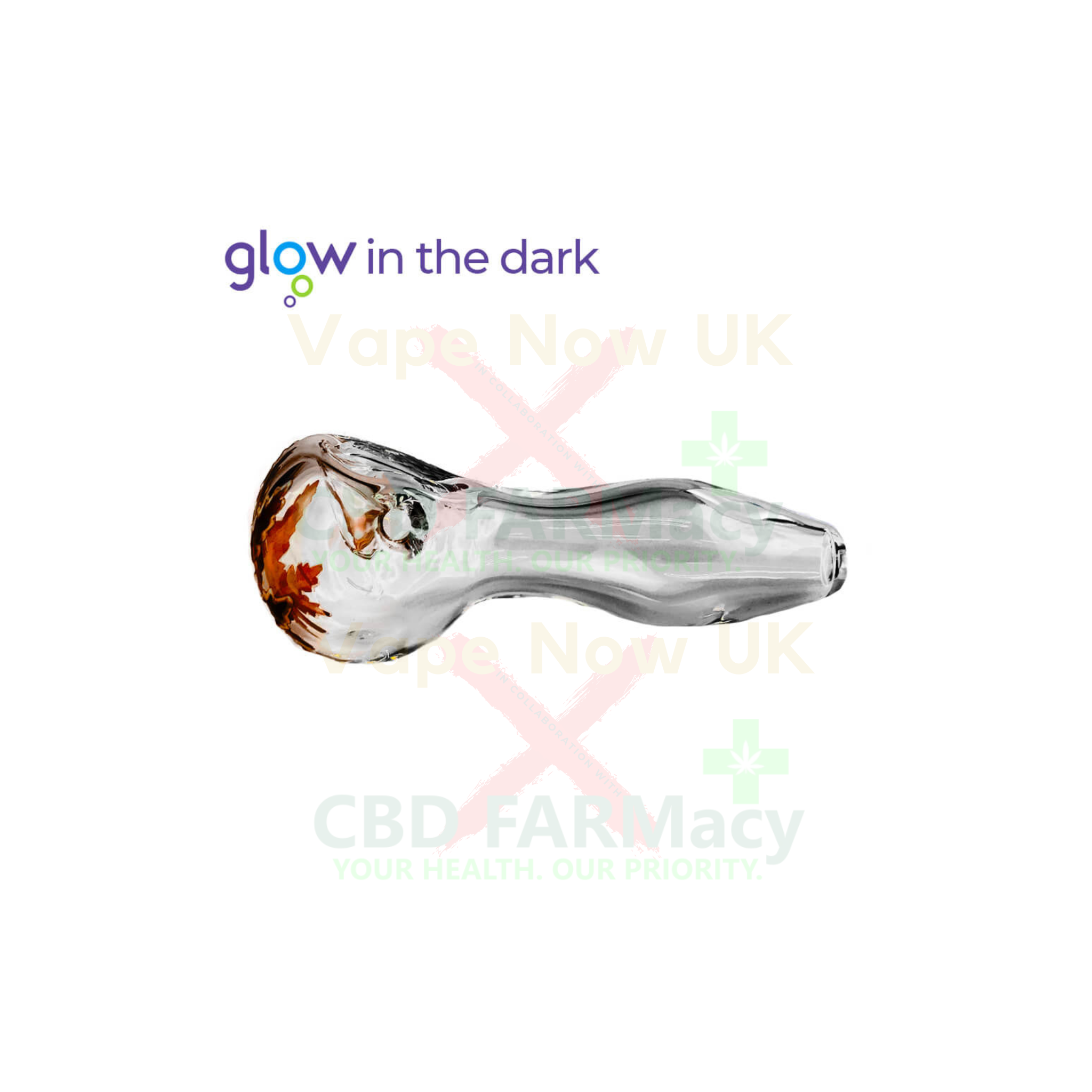 Transparent Glow in The Dark Glass Pipe – 10cm