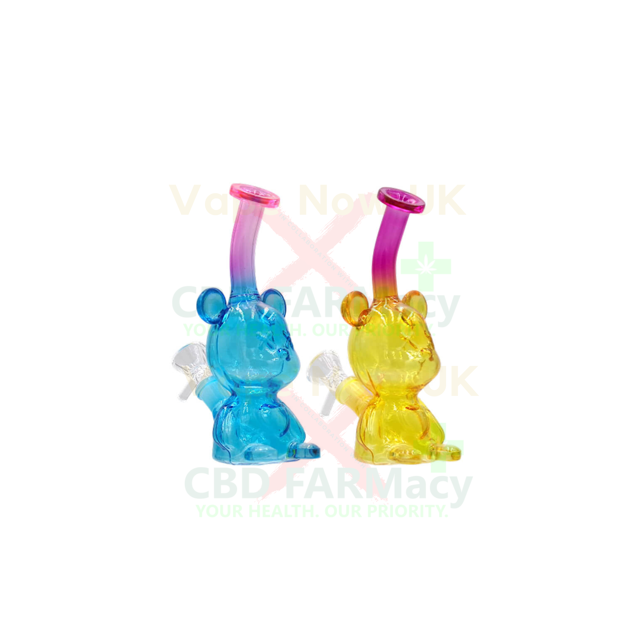 Teddy Bear Glass Bong | 17cm | Blue