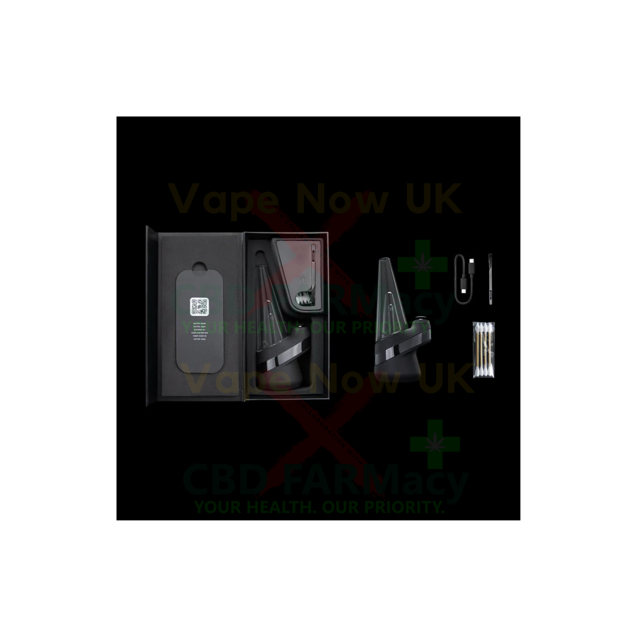 Puffco New Peak portable concentrate vaporizer with glass bubbler full kit onyx black