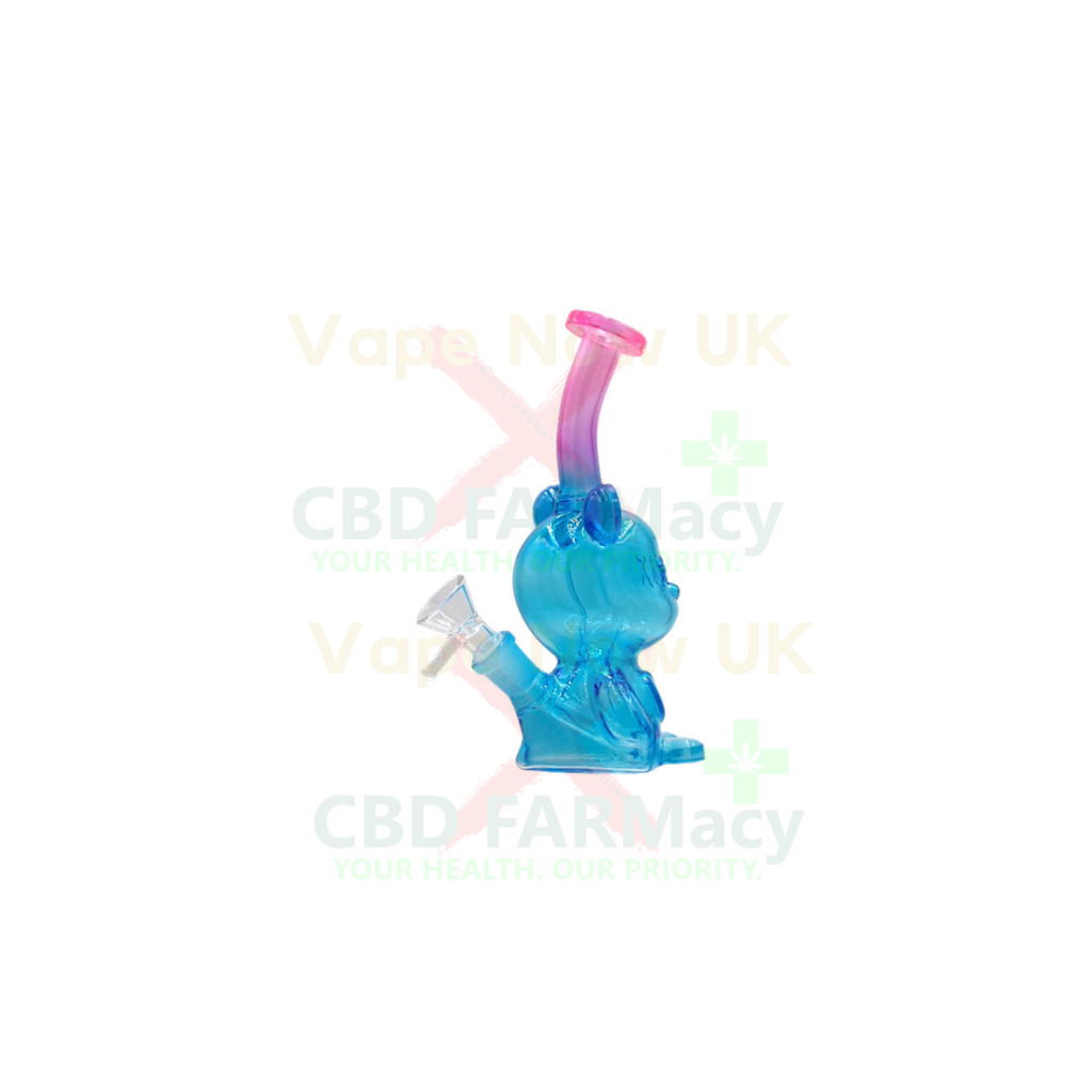 Teddy Bear Glass Bong 17 cm in Blue —borosilicate water pipe”