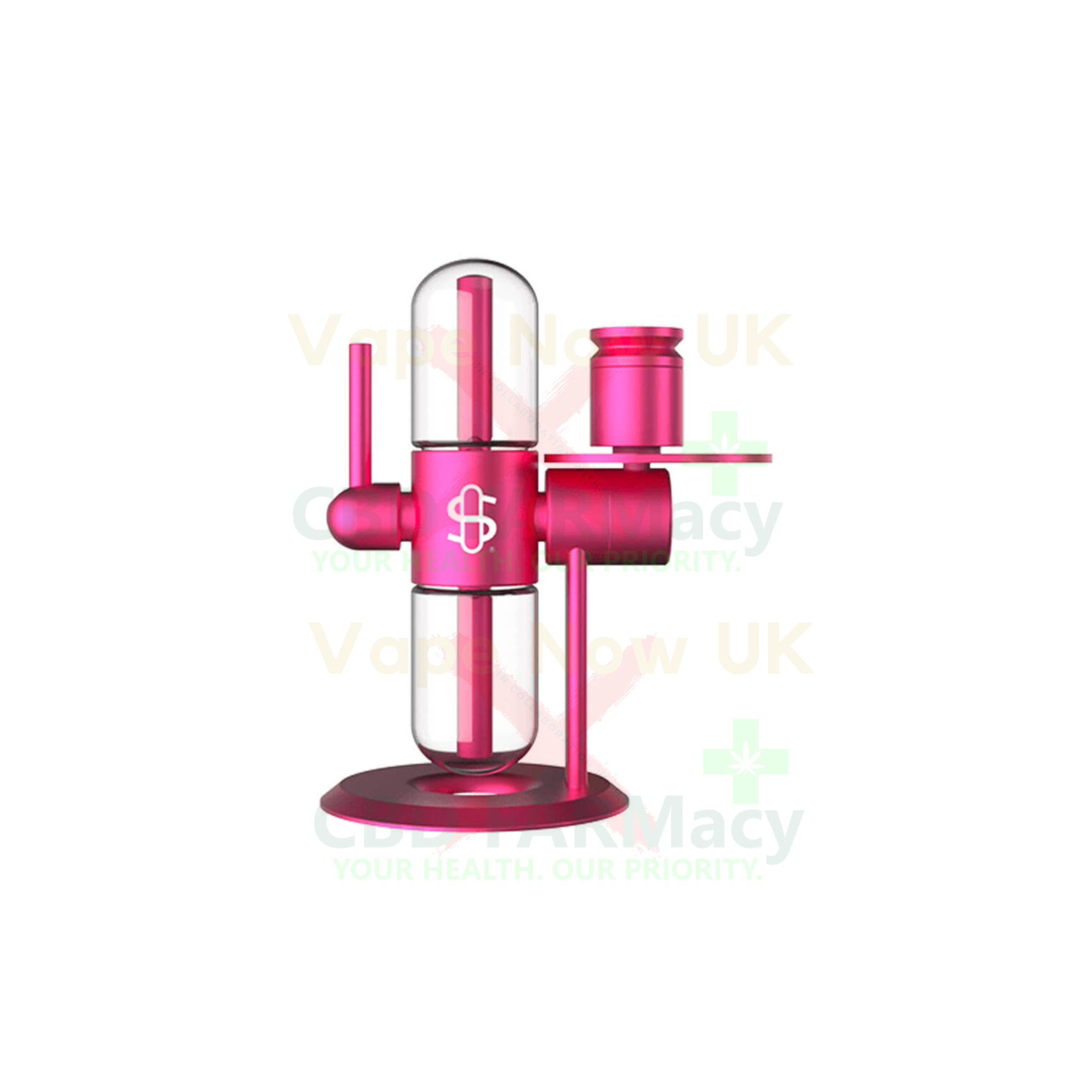 Stündenglass Kompact Pink rotating glass infuser—14 mm compatible. gravity bong