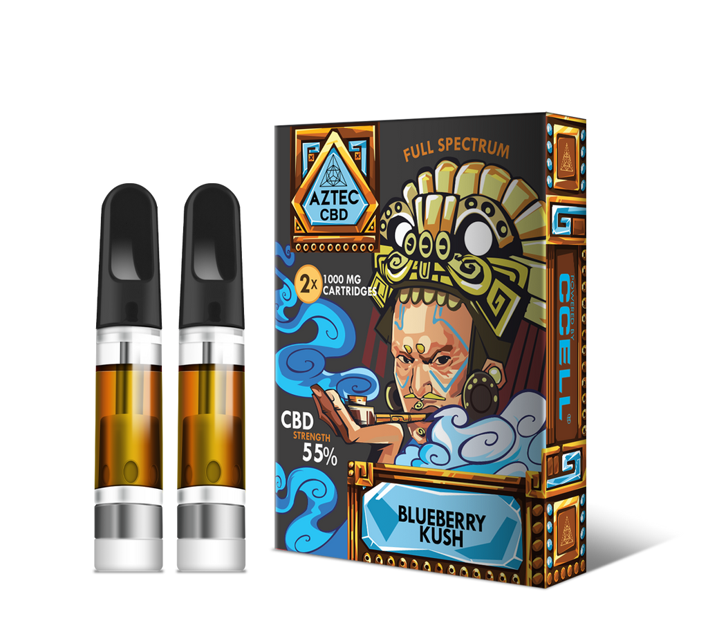 CBD Vape Cartridges | Full Spectrum Blueberry Kush 55% | AZTEC re-fills x2