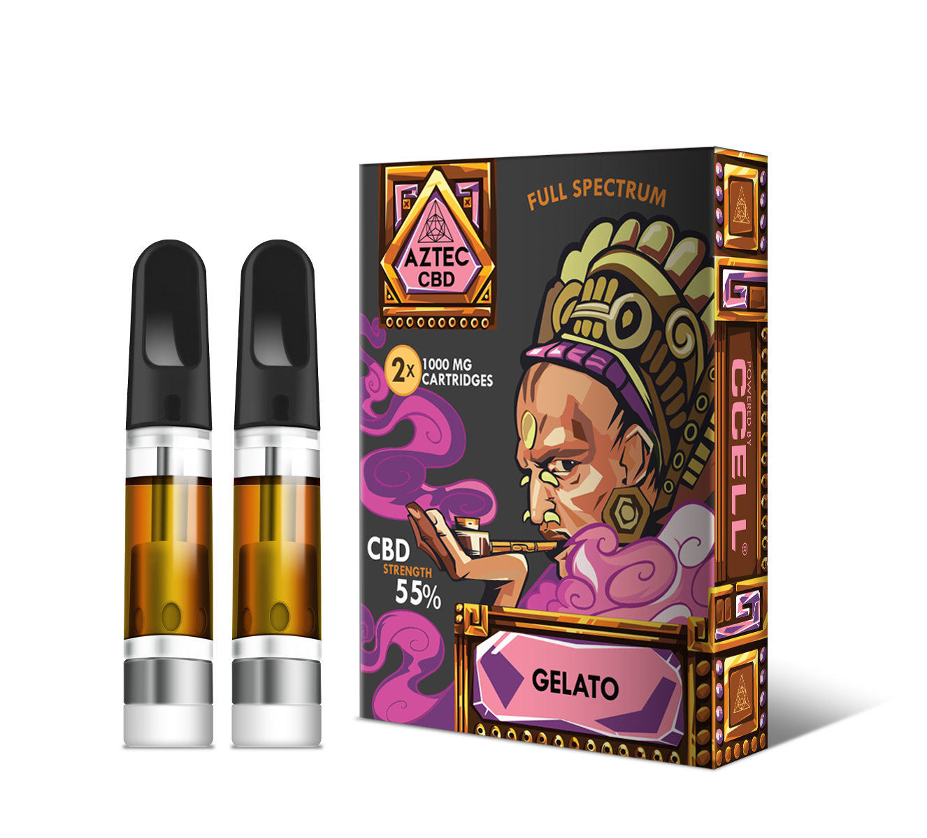 CBD Vape Cartridges | Full Spectrum Gelato  55% | AZTEC re-fills x2