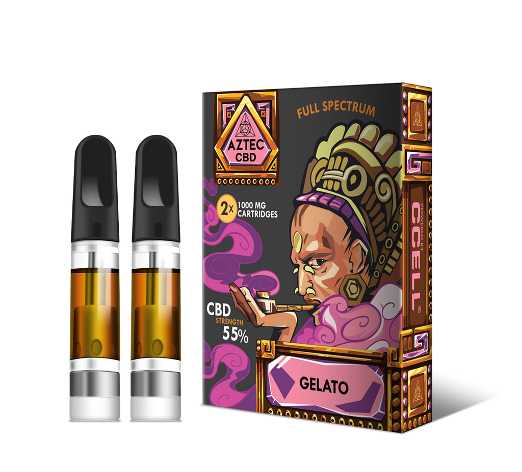 CBD Vape Cartridges | Full Spectrum Gelato  55% | AZTEC re-fills x2