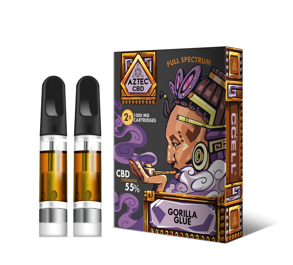 CBD Vape Cartridges | Full Spectrum Gorilla Glue 55% | AZTEC re-fills x2