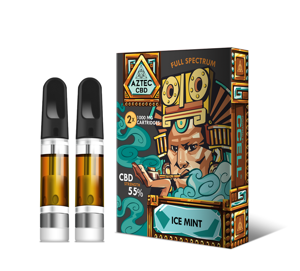 CBD Vape Cartridges | Full Spectrum Ice Mint  55% | AZTEC re-fills x2