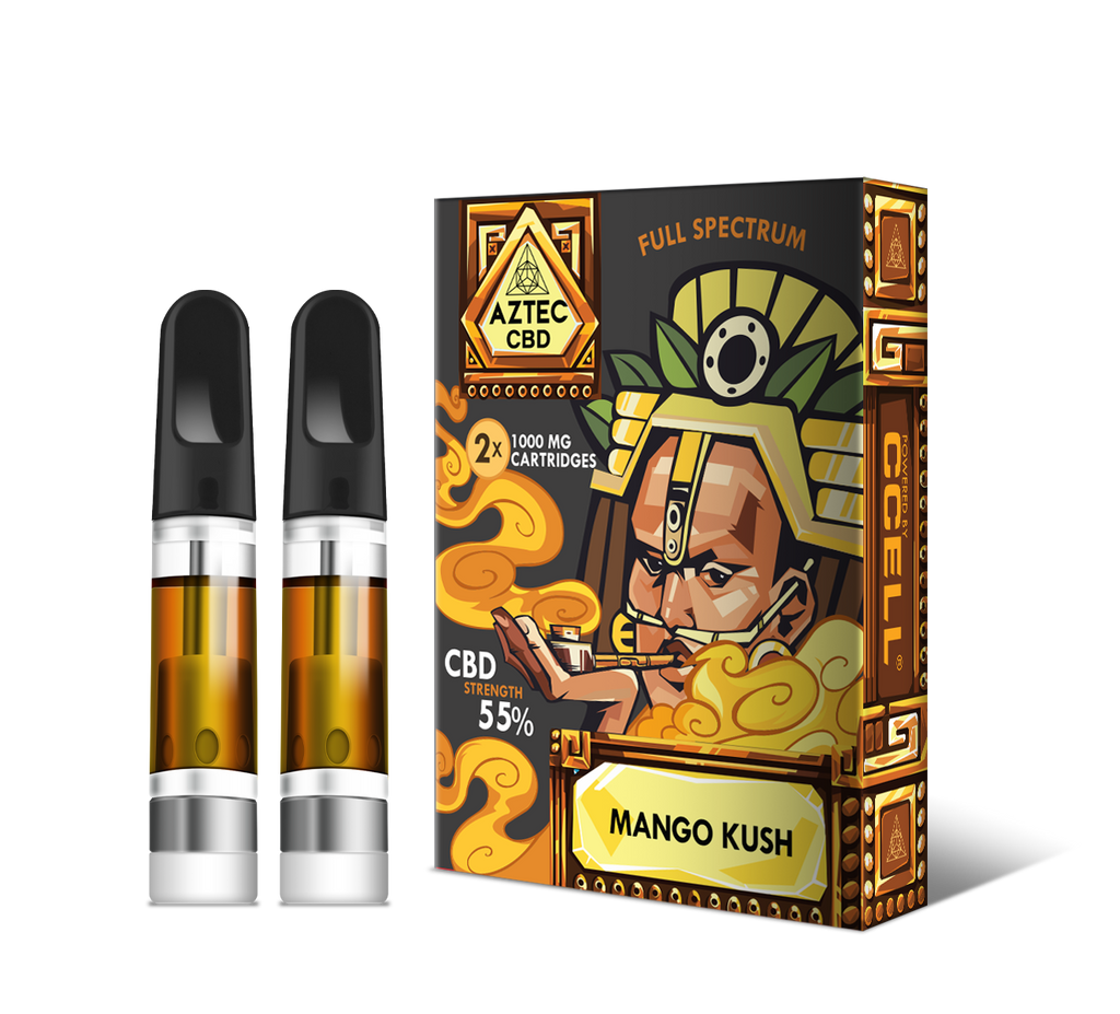 CBD Vape Cartridges | Full Spectrum Mango Kush  55% | AZTEC re-fills x2