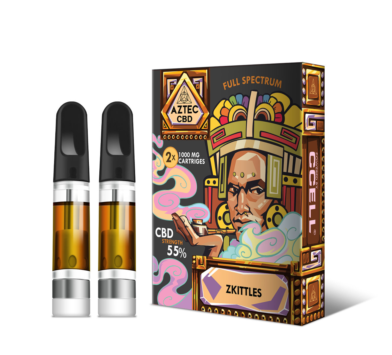 CBD Vape Cartridges | Full Spectrum Gelato  55% | AZTEC re-fills x2