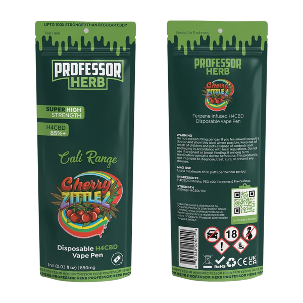 Professor Herb - Disposable H4CBD Vape Pen 85%+ 850mg - Cherry Zittlez