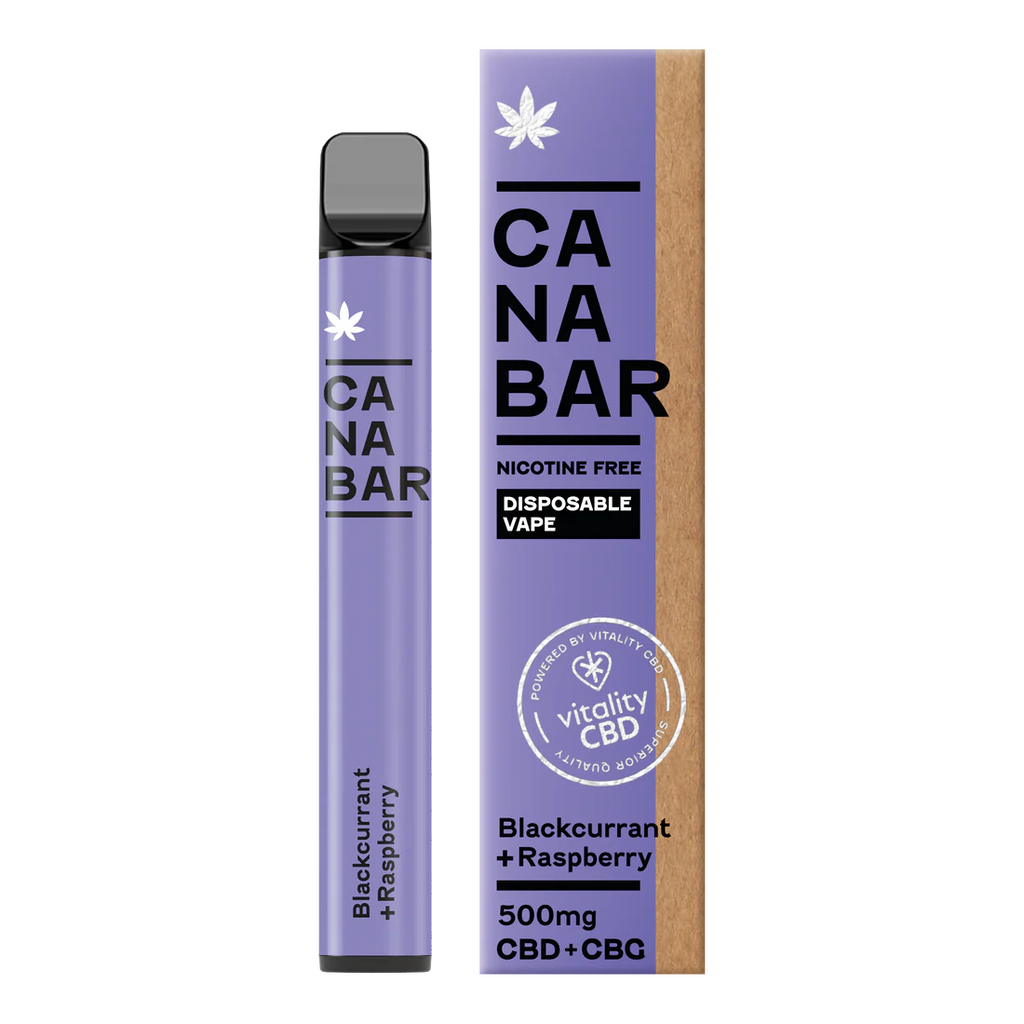 Blackcurrant + Raspberry CANABAR™ Disposable CBD Vape Device 500mg CBD + CBG