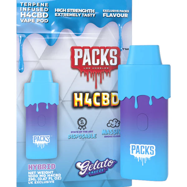 Packs by Packwoods - H4CBD 1000mg Disposable Vape - Gelato Freeze - (Hybrid)