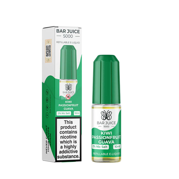 KIWI PASSIONFRUIT GUAVA NIC SALT E-LIQUID BY BAR JUICE 5000 - 20MG